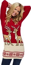 Foute Kersttrui "Verliefde Rendieren Vintage" voor Vrouwen | Dames - Kerstjurk - Lange Kersttrui - Christmas Sweater Maat XS