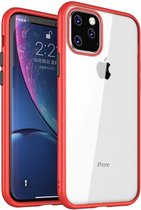 Rode Metallic Bumper Case Geschikt Voor Apple Iphone 11 Pro Max + Glazen Screenprotector