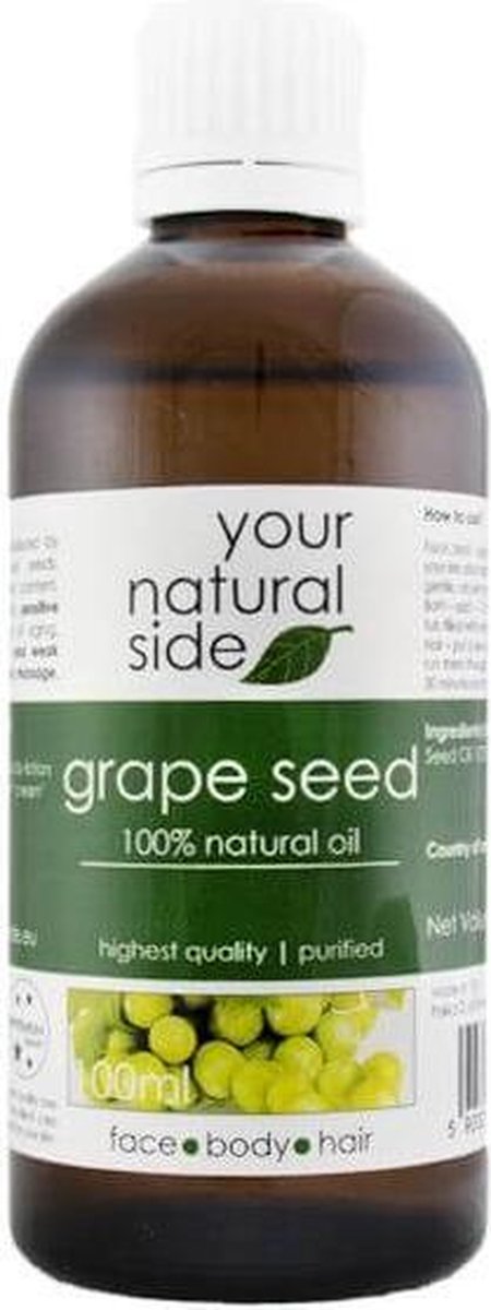 Your Natural Side Grape Seed Oil, Refined 100ml. Cap