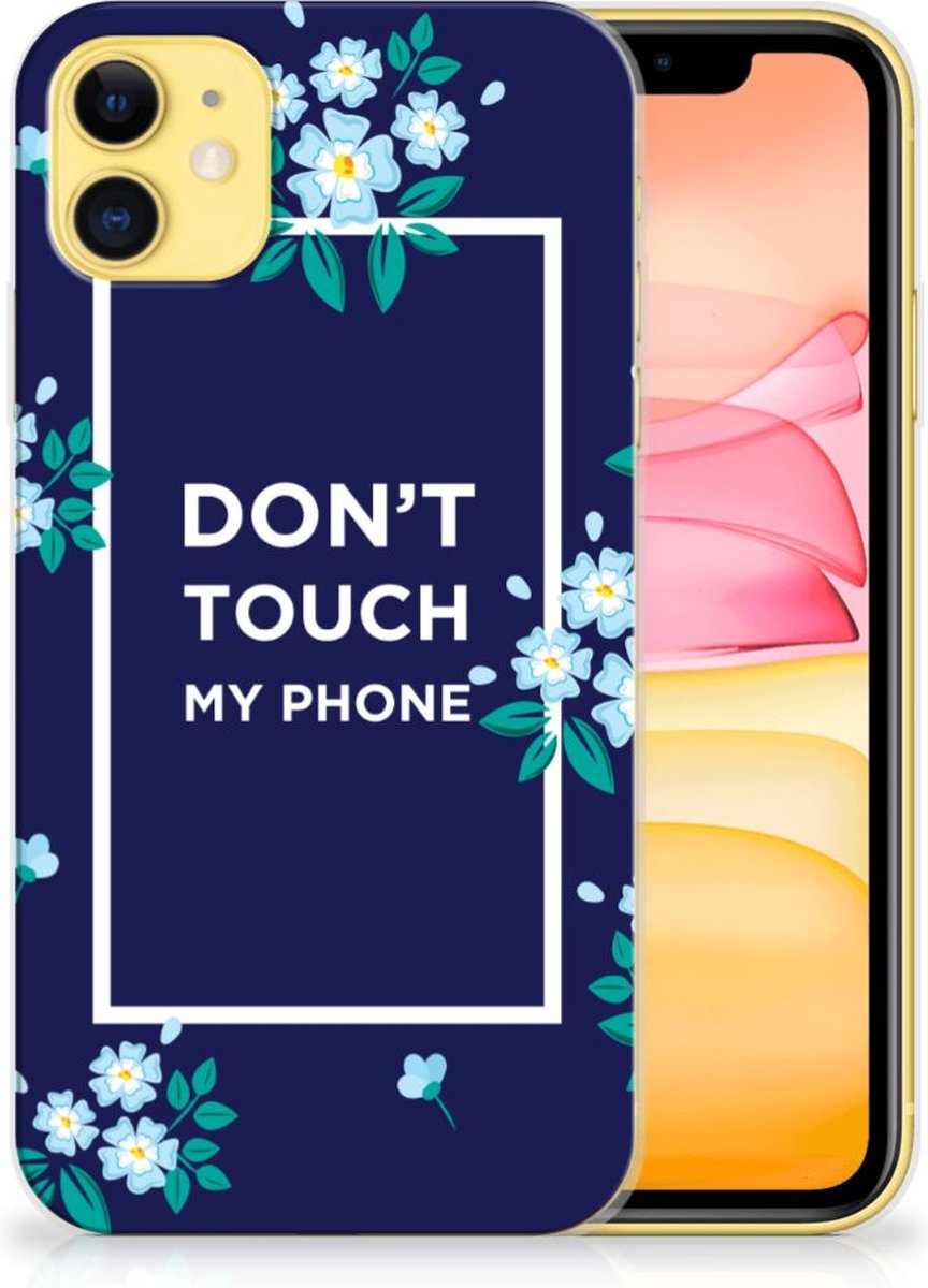 Apple iPhone 11 Silicone-hoesje Flowers Blue DTMP