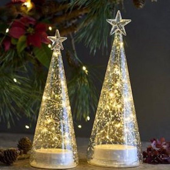 Sirius Glazen Kerstboom Romantic Middel met LED lampjes
