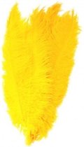 Pieten veer/struisvogelveren geel 50 cm - Sinterklaas feestartikelen - Sierveren/decoratie pietenveren - Spadonis veer