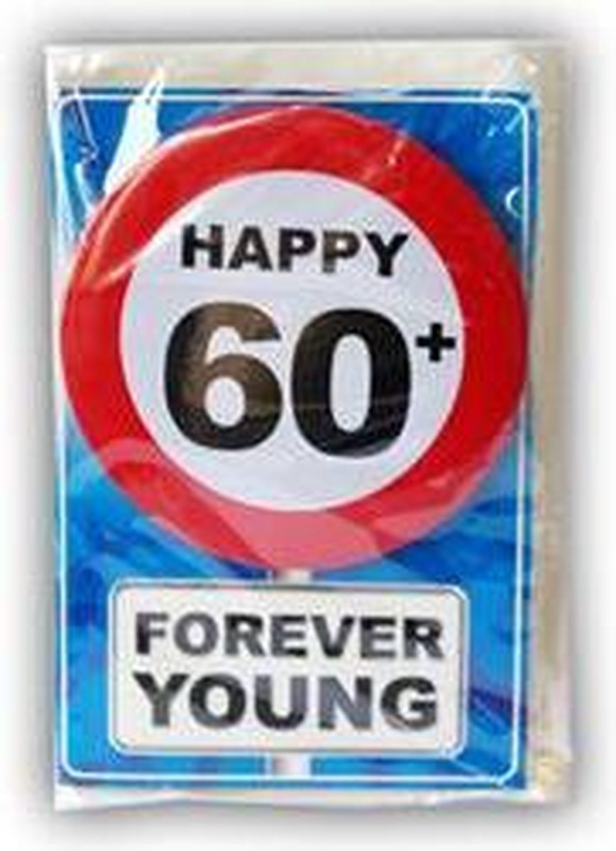 Verjaardagskaart met button 60 jaar