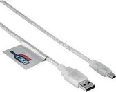 Hama USB 2.0 Connection Cable, A-Plug - mini B-Plug, 1.8 m, transparent USB-kabel 1,8 m Mini-USB B Grijs