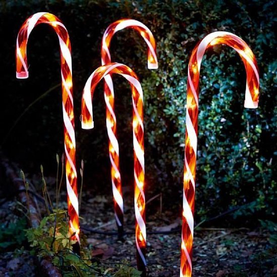 LED Candy Cane Christmas Pathway Lights Set van 4