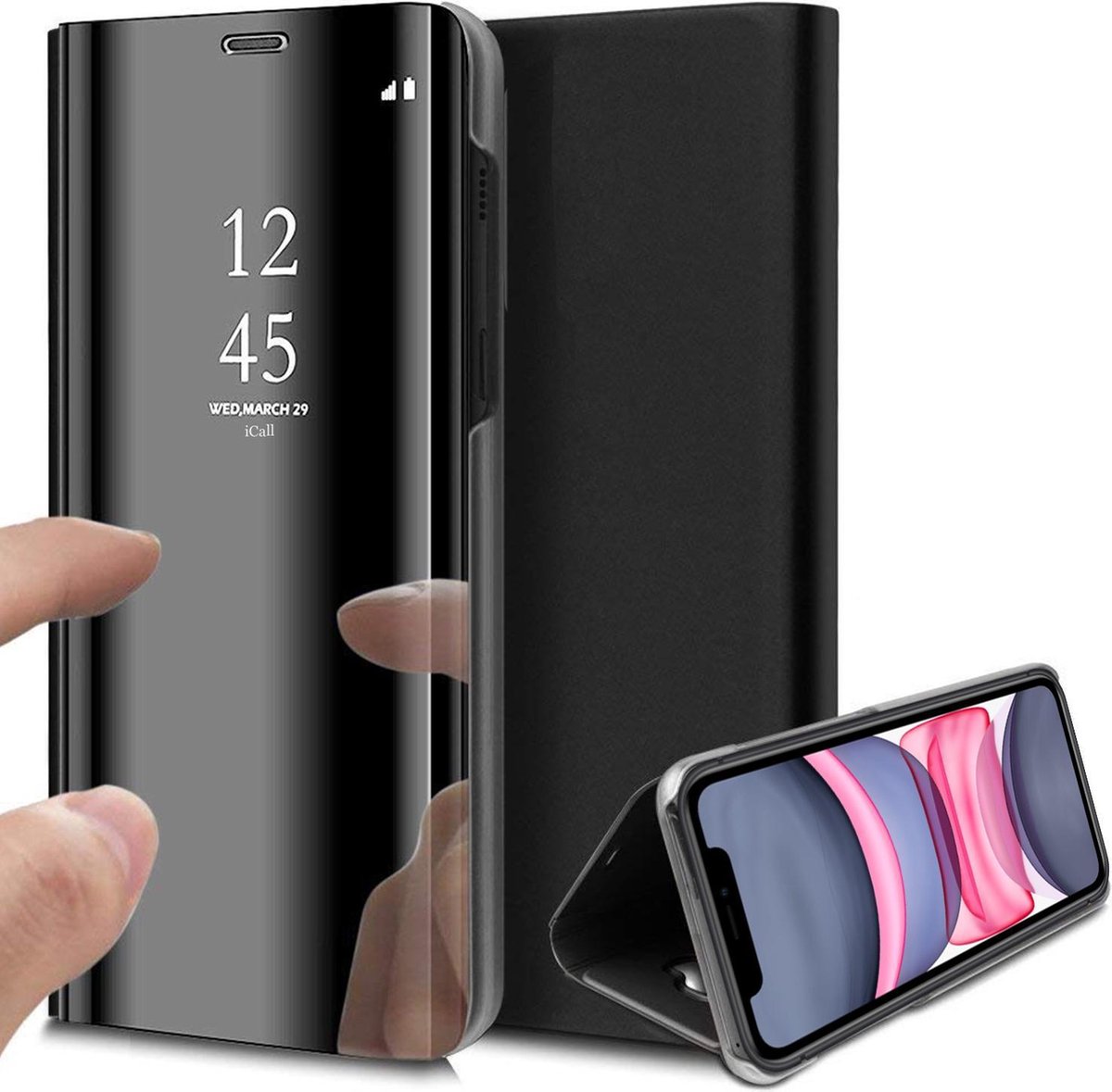 Hoesje geschikt voor iPhone 11 - Book Case Spiegel Zwart