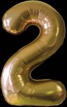 Ballon – Folie ballonnen cijfers – Verjaardags ballon – Cijfer 2 – Goud - 97cm – 1 stuk