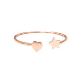 CO88 Collection Inspirational 8CB 90526 Stalen Flex Bangle met Ster - One size (58 x 49 mm) - Roségoudkleurig