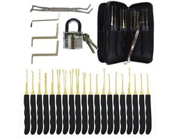 Lockpick Set Voor Beginners En Gevorderden met Luxe Lederen Hoes - Lock pick set - Lockpicker - 20 Delig - Zwart