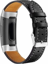 Fitbit Charge 3 & 4 Leren bandje |Zwart / Black |Leer | Premium kwaliteit echt leder| One Size | TrendParts