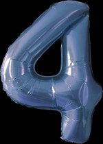 Ballon – Folie ballonnen cijfers – Verjaardags ballon – Cijfer 4 – Blauw - 97cm – 1 stuk