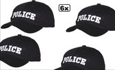 6x Zwarte baseball pet Police