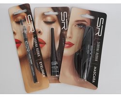 Oogpotlood, vloeibare eyeliner en mascara, complete set oogmake-up van Sabrina Rudnik