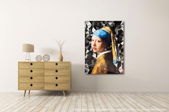 Meisje met de Parel - Glasschilderij Abstract - 120x80 - Johannes
