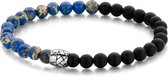 Frank 1967 Beads 7FB 0412 Natuurstenen armband - Agaat - Blue Sediment - Kralen - 20cm - 6mm - Blauw - Zwart