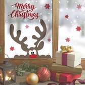 Crearreda Muursticker Merry Christmas Rendier – Kerststickers – Vinyl – Raamstickers – Raamdecoratie Kerstmis – 13 stickers