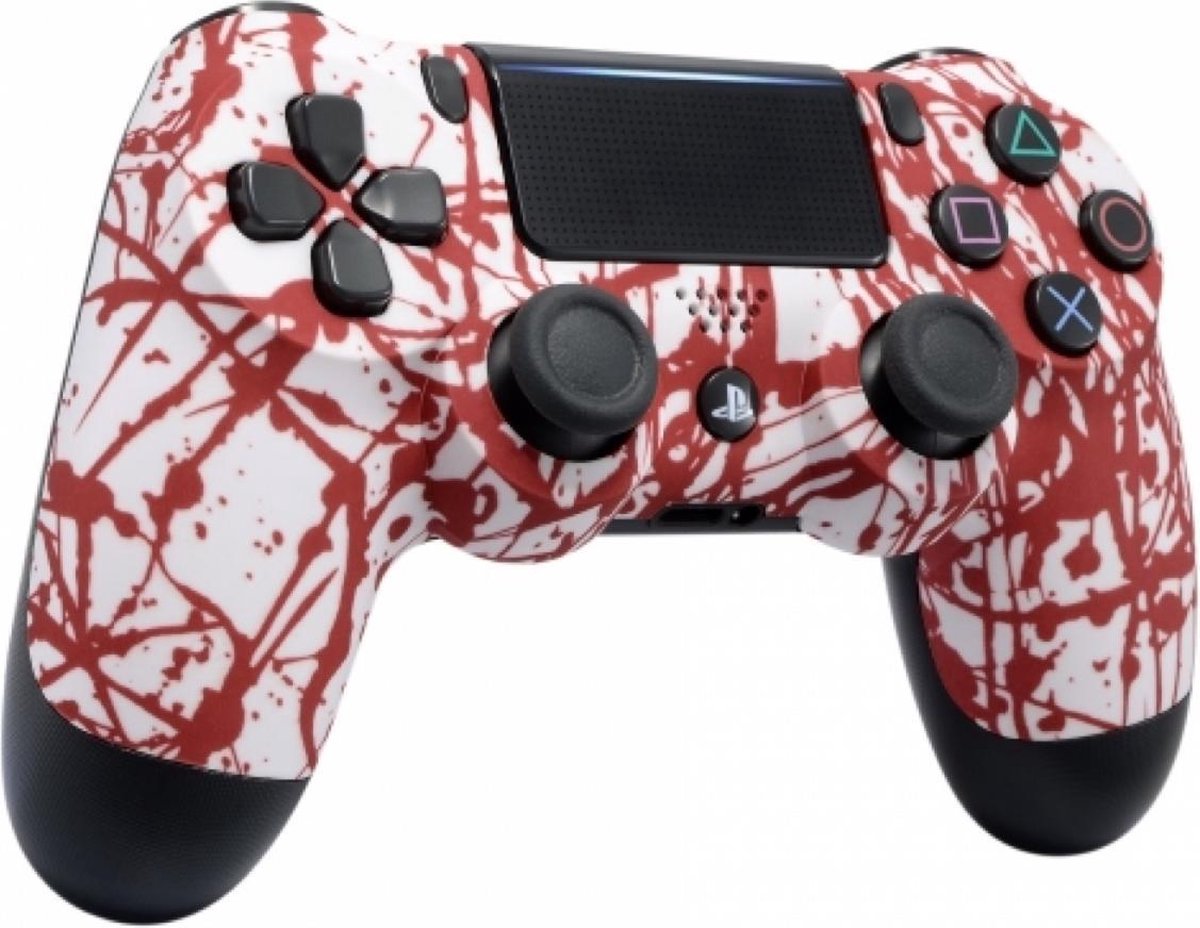 Sony DualShock 4 Controller V2 PS4 Verfspetters Wit met Rood Custom