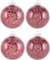 4x Rode kunststof kerstballen 10 cm - Onbreekbare kerstballen plastic - Kerstboomversiering rood