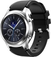 Siliconen Bandje - Zwart geribbeld - Geschikt voor Samsung Galaxy Watch 46mm - Samsung Gear S3 - Bandbreedte 22mm