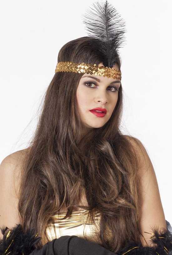 Jabeth Wilson Pamflet getuigenis Charleston pailletten hoofdband goud met veren | bol.com