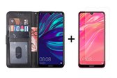 huawei y6 2019 hoesje bookcase zwart - Huawei y6 2019 hoesje bookcase zwart wallet case portemonnee book case hoes - 1x Huawei Y6 (2019) Screenprotector Screen Protector