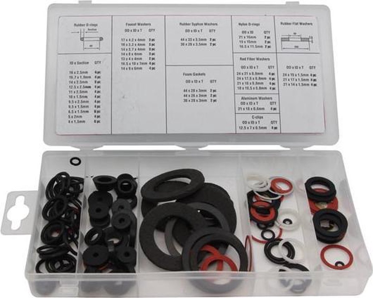 Toolland Assortiment afdichtingsringen, 125-delig, verschillende maten, meerkleurig