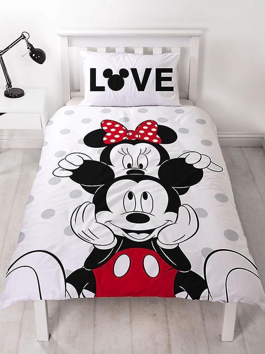 Mickey en Minnie Mouse dekbedovertrek - eenpersoons - Minnie Love dekbed