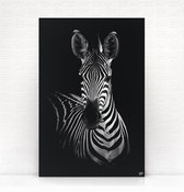 HIP ORGNL Schilderij Zebra - 60x90cm - Wanddecoratie dieren - Zwart wit