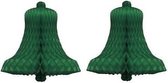 2x Decoratie kerst versiering kerstklok groen 50 cm - Groene kerstklokken kerstversiering / kerstdecoratie