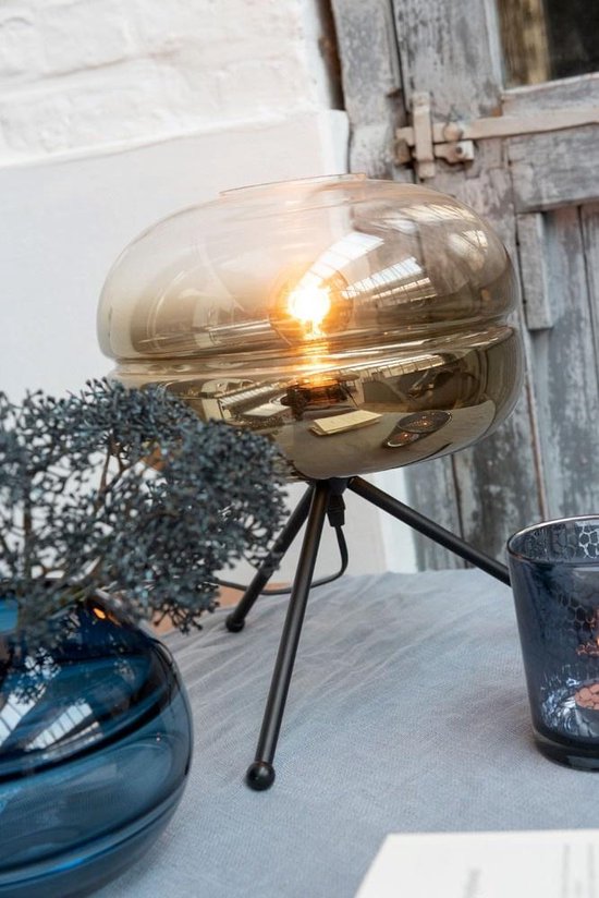 Duverger® UFO – Tafellamp – vintage design – glazen kap – rond – metalen  driepikkel | bol.com