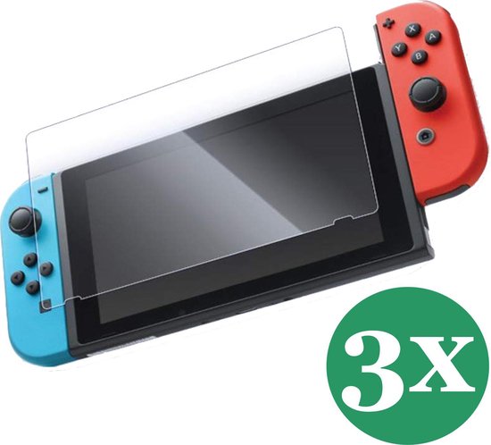 Screenprotector geschikt voor Nintendo Switch Glas - 3x Accessoires Beschermglas Screen Protector