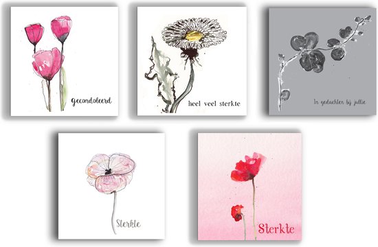 Condoleance kaarten - rouwkaarten - bloemen - sympathy - set 5 stuks |  bol.com