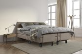 Beddenleeuw Boxspring Bed Sophia - Elektrisch - 140x200 - Incl. Hoofdbord - Lederlook Taupe (Skai)