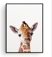 Postercity - Design Canvas Poster Baby Giraffe / Kinderkamer / Dieren Poster / Babykamer - Kinderposter / Babyshower Cadeau / Muurdecoratie / 40 x 30cm / A3