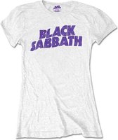 Black Sabbath Dames Tshirt -M- Wavy Logo Vintage Wit