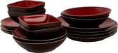 Palmer Serviesset Lava Stoneware 4-persoons 16-delig Bruin Rood
