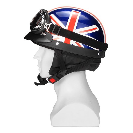 Retro Britse Vlag Motorcycle Half Gezicht Helm Biker Scooter Met