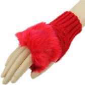 Dames Vingerloze handschoenen Rood Maat One size