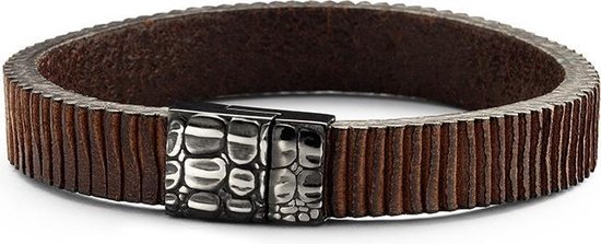 Frank 1967 Cuir 7FB 0277 M Bracelet en cuir avec fermoir en acier inoxydable - 20 cm - Marron foncé