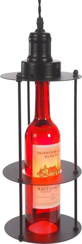 Industriële Hanglamp Rode Wijnfles – Scaldare Verano