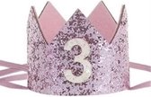 Verjaardagskroon 3 jaar,roze,kroon,3e jaar,derde verjaardag