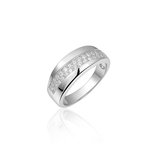 Jewels Inc. - Ring - Rij gezet met Zirkonia Stenen - 8mm Breed - Maat 56 - Gerhodineerd Zilver 925