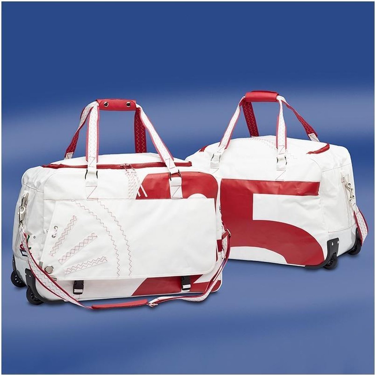 Koe Creatie naast Weekendtas - reistas op wielen -- wit/rood - sporttas - trolley tas -  zeiltas - Kado... | bol.com