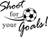 Autosticker met tekst “Shoot for your goals!” -  Afmeting L15,1 x B11,8 cm