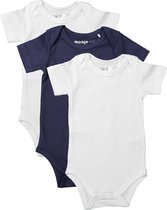 Dirkje Unisex Set(3delig) Rompers Korte Mouw Wit en Blauw - Maat 86