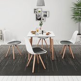 Complete Eettafel set 5 delig Zwart Wit (Incl Anti Kras Vilt 16st) - Eet tafel + 4 Eetstoelen - DIneertafel - Eettafelstoelen - Eetkamerstoelen