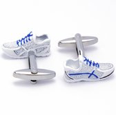 Manchetknopen - Schoenen Sportschoenen Wit met Blauw