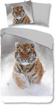 Good Morning Dekbedovertrek "Snow Tiger" - Grijs - (140x200/220 cm)
