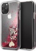 Apple iPhone 11 Pro Guess Backcover Glitter Hearts - Raspberry