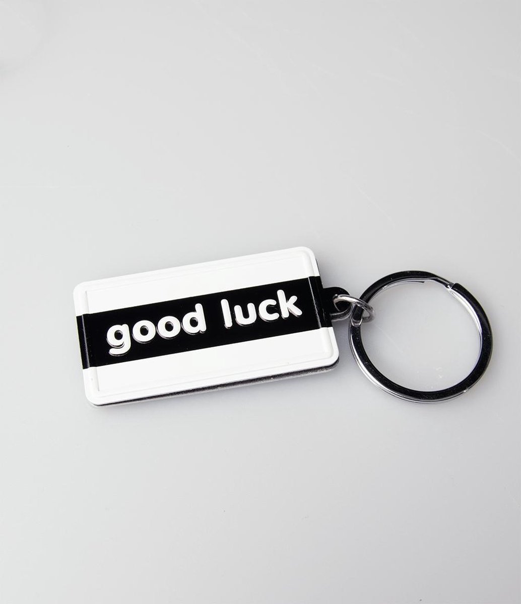 Paper Dreams Sleutelhanger Good Luck 13,5 X 4,5 Cm Zwart/wit